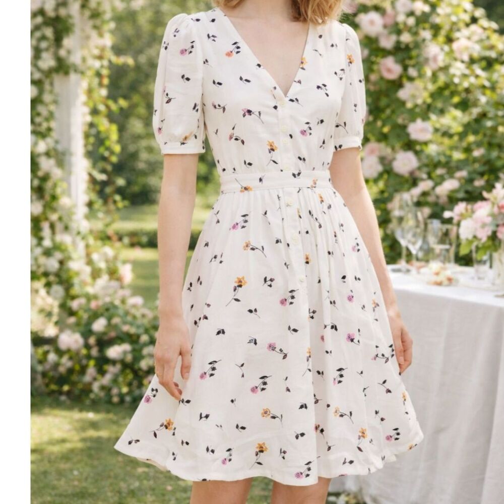Madewell Daylilly Pintuck Mini Dress in Sweet Blossoms Size S Coquette Garden